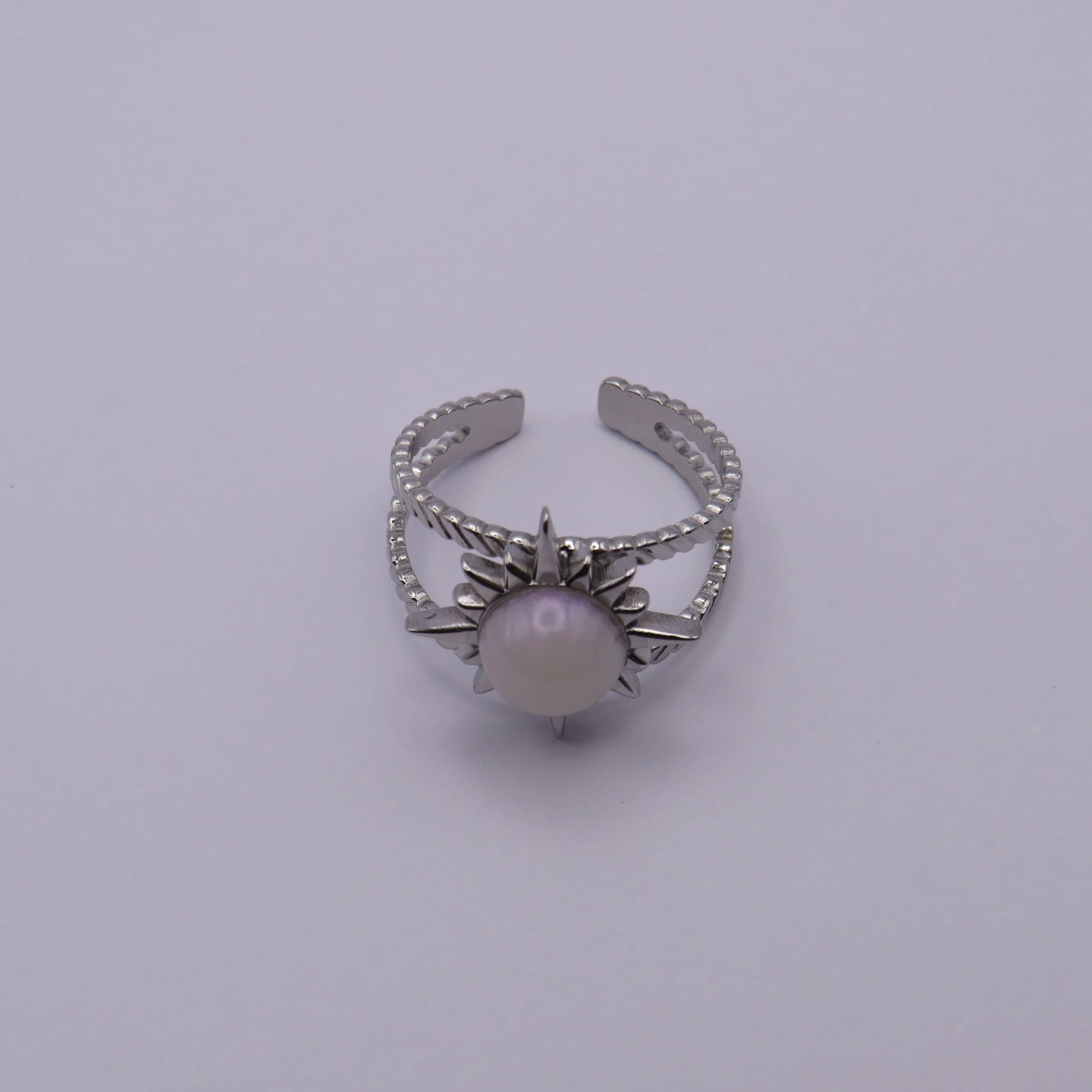Stainless Steel Magical White Purple Sun Ring