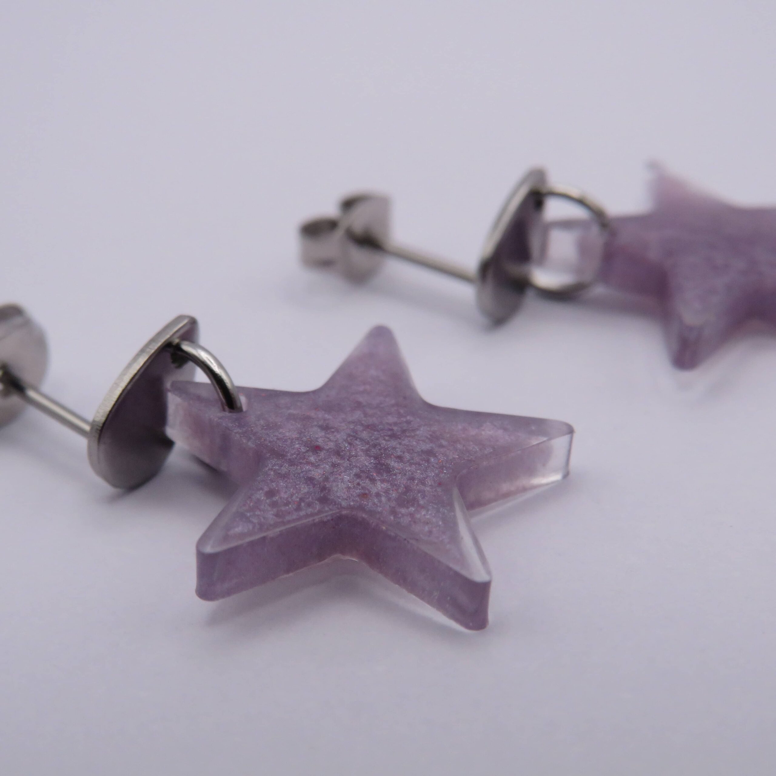 Stainless Steel Purple Stars Teardrop Stud Earrings