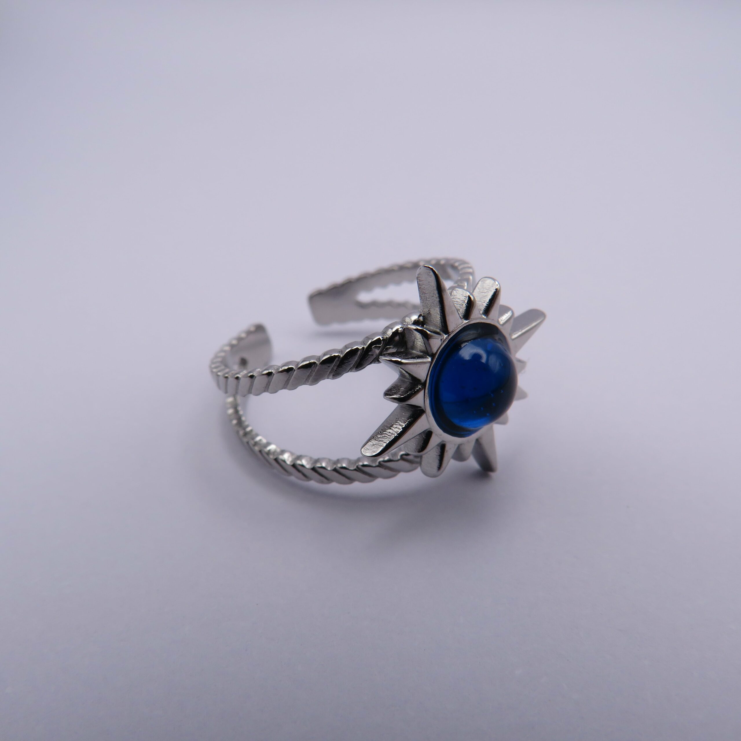 Stainless Steel Blue Sun Ring