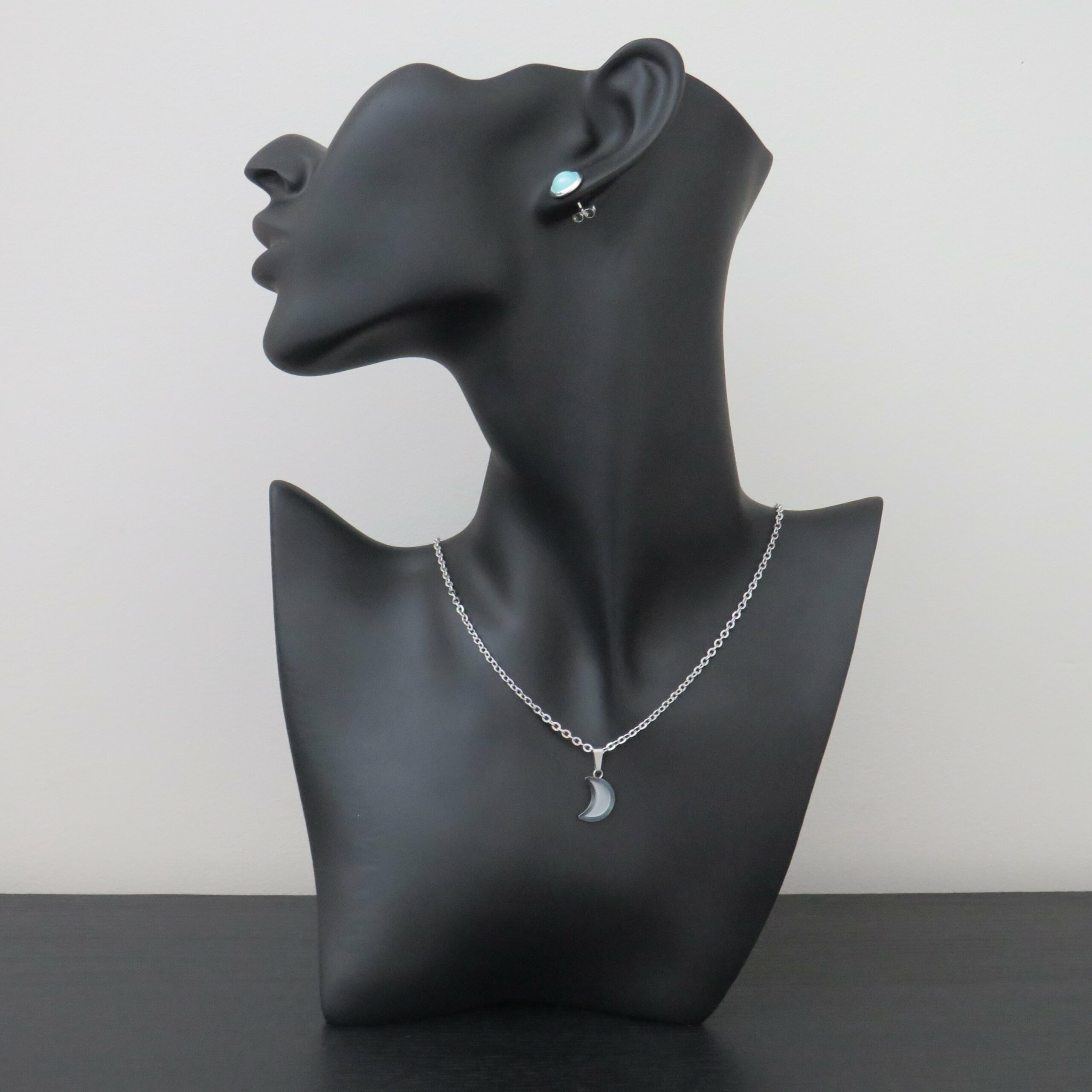 Stainless Steel Blue Moon Glow in the dark Necklace
