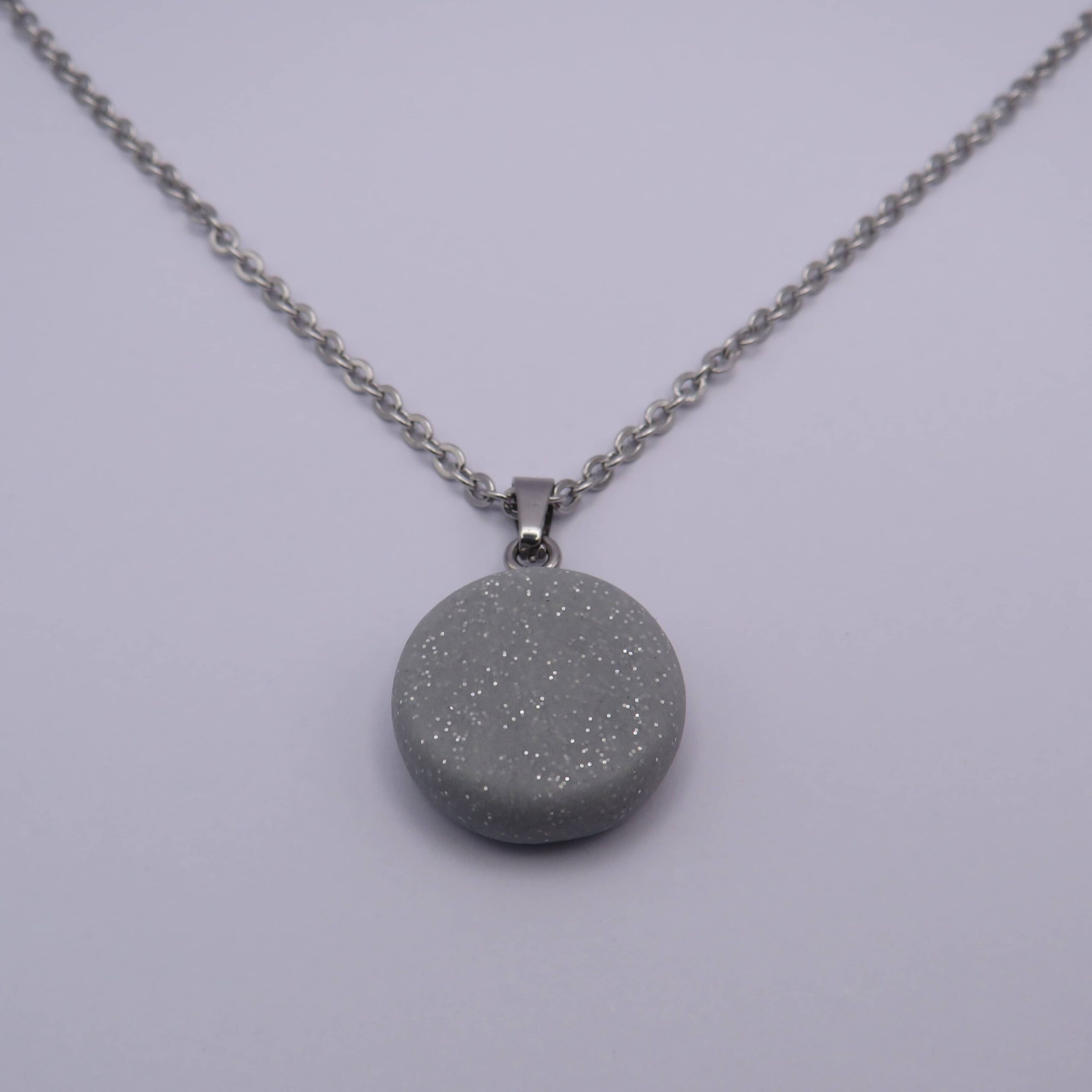 Stainless Steel Grey Clay Pendant Necklace