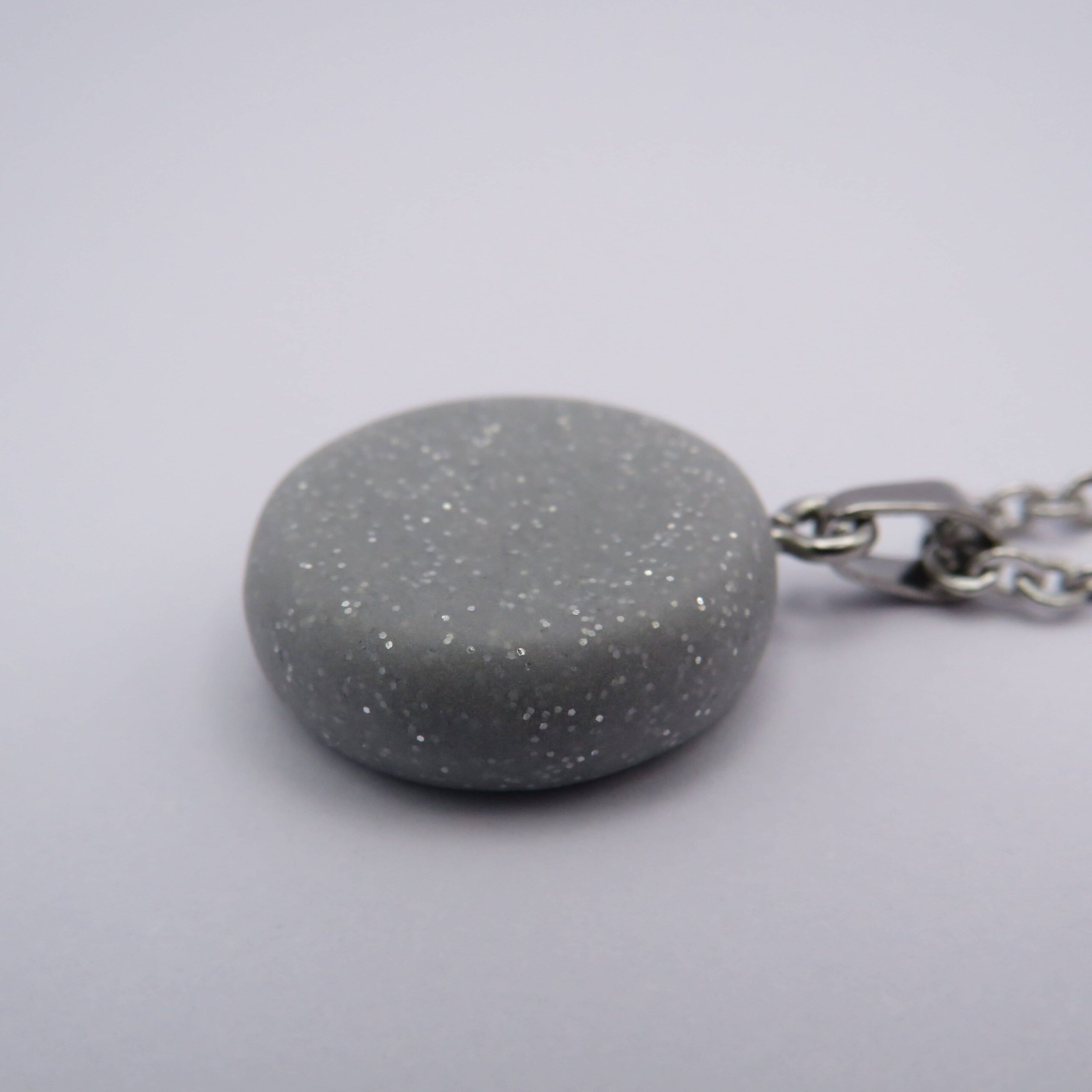 Stainless Steel Grey Clay Pendant Necklace