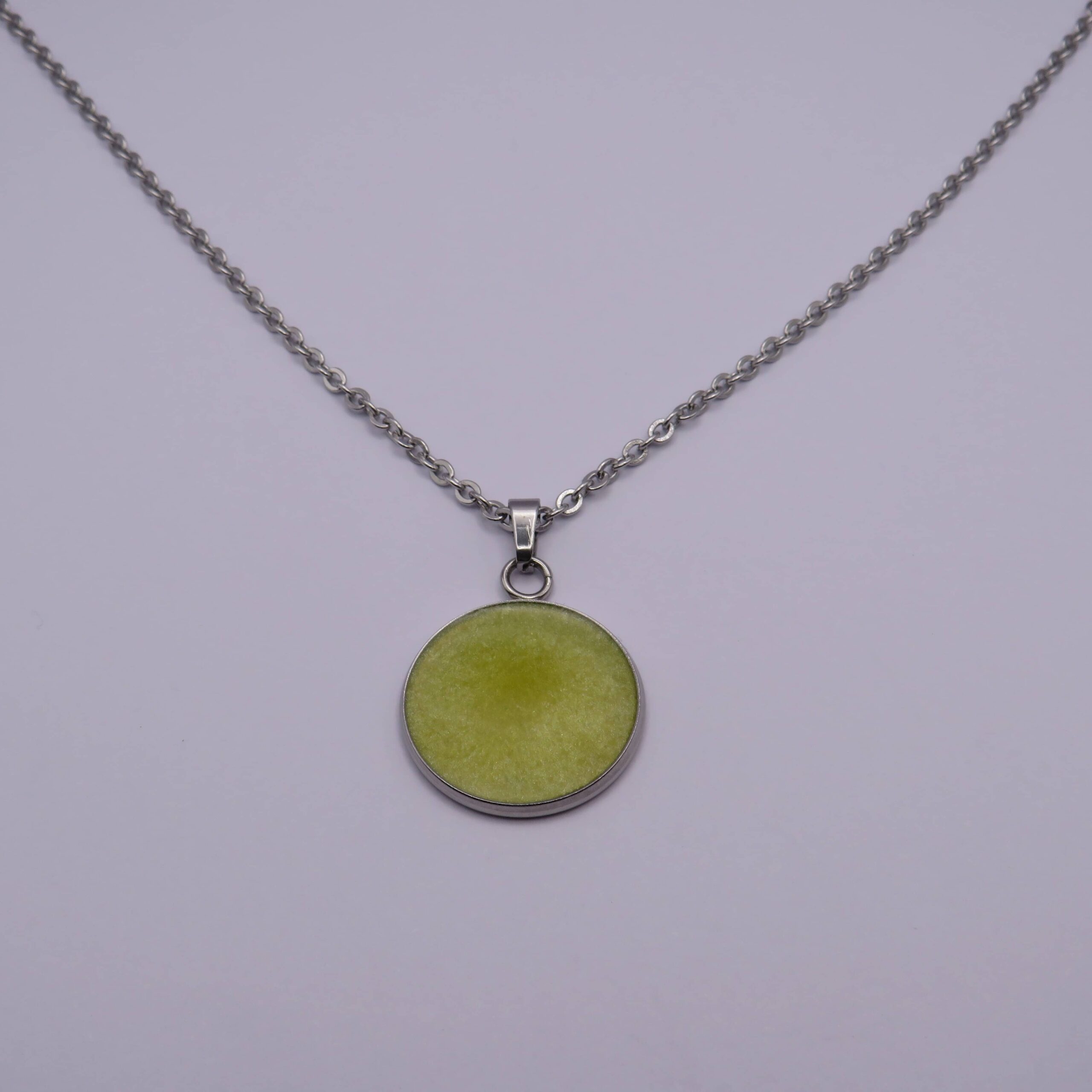 Stainless Steel Yellow Cabochon Pendant Necklace